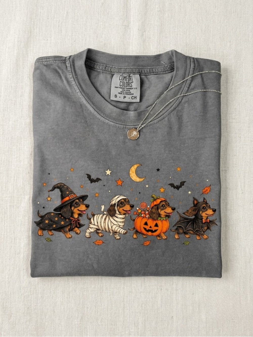 Comfort Colors Gray Pepper Halloween Dachshund Costume Tee